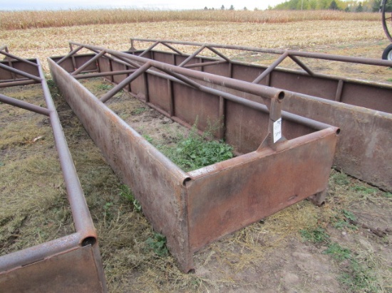 710. 4 FT. X 24 FT. BOTTOMLESS STEEL FEED BUNK WITH RAIL