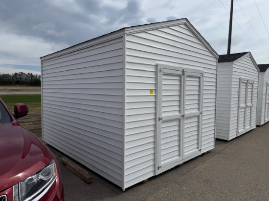 Lot 258. 10’ X 12’ Storage Sheds with Barn Doors. White In Color,