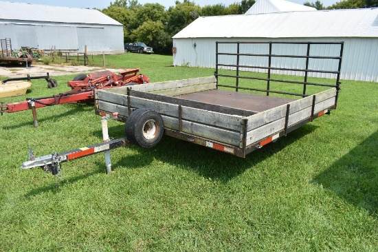 8.4' X 10' SINGLE AXLE SNOWMOBILE TRAILER, STEEL FLOOR, SPARE TIRE, REAR FOLD DOWN GATE