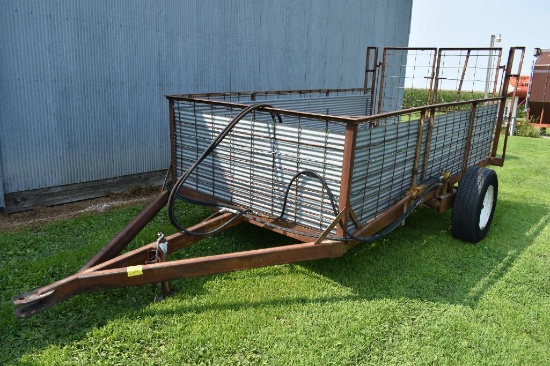 68" X 12' HYD LIVESTOCK MOVER ON 2 WHEEL TRAILER