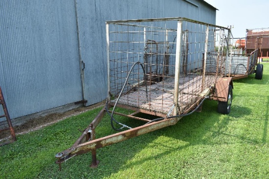 4' X 12' LIVESTOCK MOVER ON 2 WHEEL TRAILER