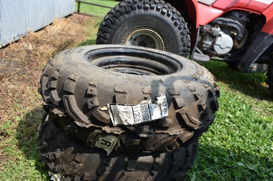 LIKE NEW ATV TIRES AT25X8X12 ON 4 BOLT RIMS