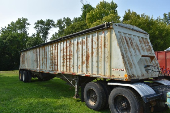 1991 Dakota 46' Steel Grain Trailer, Spring Ride, Double Hopper, Roll Tarp, 5' Sides, 11r 24.5 Tires