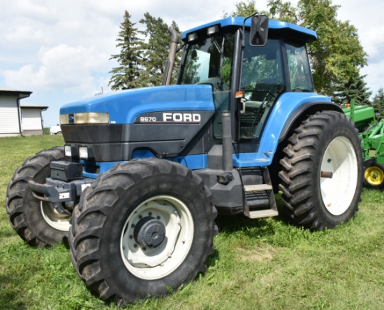 1933. 1995 FORD MODEL 8670 MFWD TRACTOR, 16 X 9 POWER SHIFT, 3 POINT, 4 HYD