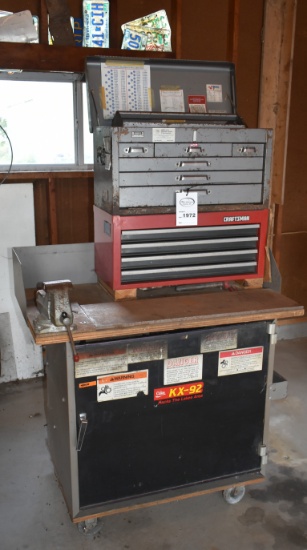 1972. ROLLING TOOL CHEST WITH CRAFTSMAN AND MACHINIST TOP TOOL CHESTS
