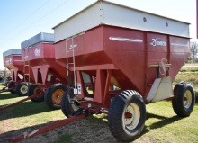 220. DEMCO 325 BUSHEL GRAVITY BOX WITH EXTENSIONS, ACCESS LADDER, ON DEMCO