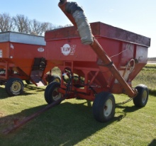 223. FLOW EZ GRAVITY BOX WITH WOODEN EXTENSIONS AND 12 FT. HYDRAULIC DRILL