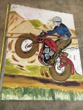 vintage hand painted motorcycle mural