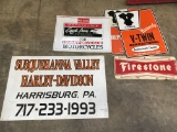Lot of Motorcycle shop signage/man cave