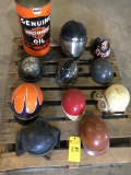 Lot of vintage motorcycle helmet collection