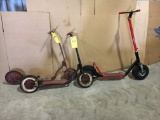 Lot of 3 antqiue push scooters