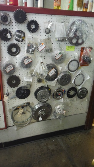 Lot of assorted Trans/ Rear Sprockets, Clutch pressure plate/ springs,  Fork Tube Caps, ect.