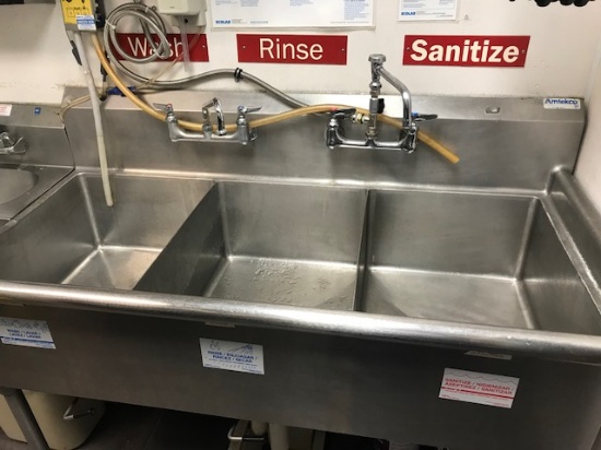 3 bay stainless steel sink
