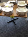 4x4 laminate table/metal base *DISHES ARE NOT INCLUDED IN THIS LOT*