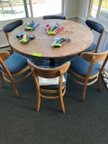 1 Table with metal base and 6 Chairs  *TAPS ARE NOT INCLUDED IN THIS LOT*