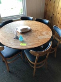 Round table with meta base and 6 Chairs