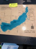 White lake map with glass, no frame