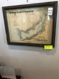 White lake harbor map wooden framed