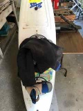 Wakeboard and size 10 wet suit