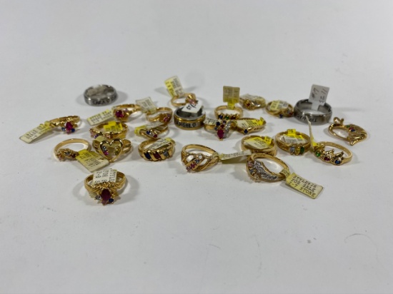 Lot of Sample Rings, sizes and material vary.