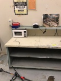 Work table with vise (microwave not included)