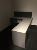 Office desk and file cabinet