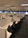 Office cubicle sections consisting Lot consisting of:  4 rows, 24 double sections of cubicles, chair
