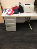 Office furniture 2 desks, file cabinet and shelf (printer and contents not included)