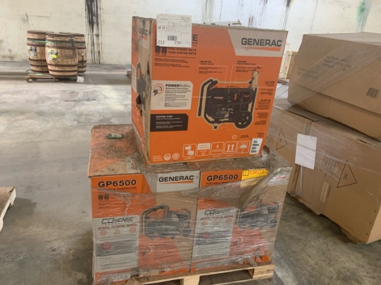 Lot  of (2) Generac GP6500 portable generator and (1) GP800E generator
