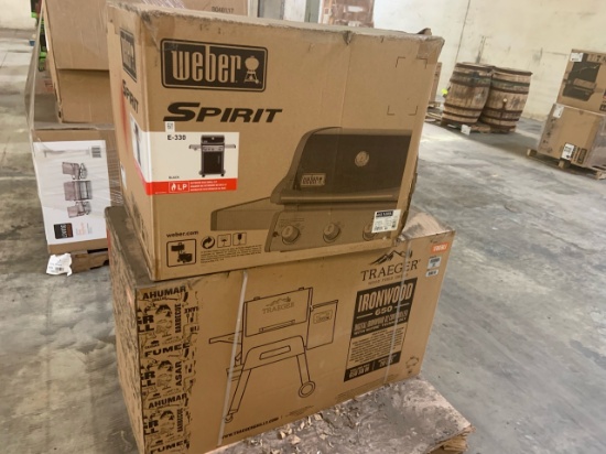 Lot of (1) TRAEGER wood fired grill and (1) WEBER Grill