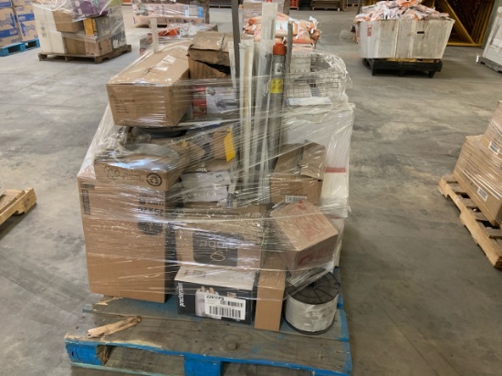 Pallet of mixed merchandise, to include but not limited to: downspout extension, toaster, slow cooke