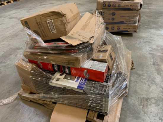 Pallet of mixed merchandise, to include but not limited to: Grill accessories, car steering wheel lo
