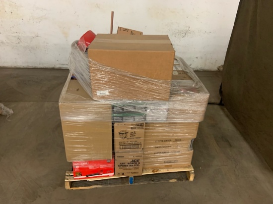 Pallet of mixed merchandise, to include but not limited to: Blower, hardware organizer, food chopper