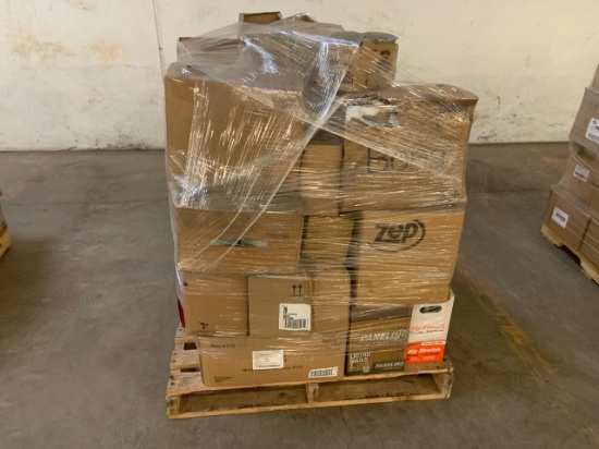 Pallet of mixed merchandise, to include but not limited to: Hoover vacuum cleaners(4), Libman Mop re