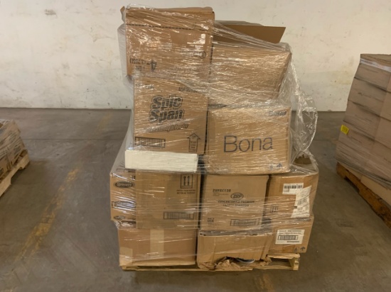 Pallet of mixed merchandise, to include but not limited to: Spic and Span cleaner, Bona floor cleane
