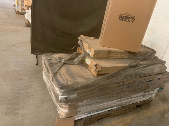Pallet of mixed merchandise, to include but not limited to: Shed, wooden swings, plastic tables, gar