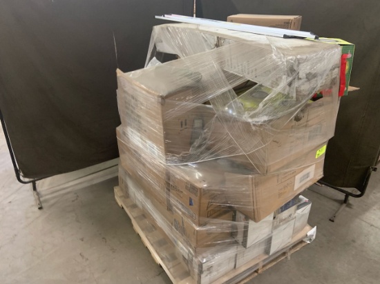 Pallet of mixed merchandise, to include but not limited to: Water pump, fermentation jars, Pyrex, Ec