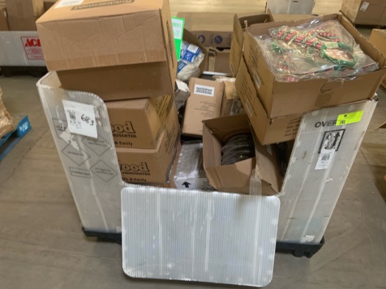 Pallet of mixed merchandise, to include but not limited to: Hoses, ladder, mop heads, fire starters,