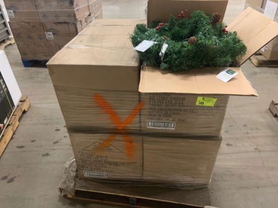 Lot of Pre -Lit Christmas wreaths  (8 boxes (6) units per box)