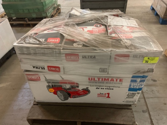 Pallet of mixed merchandise, to include but not limited to: Toro Lawnmower, Toro blowers and  aspira