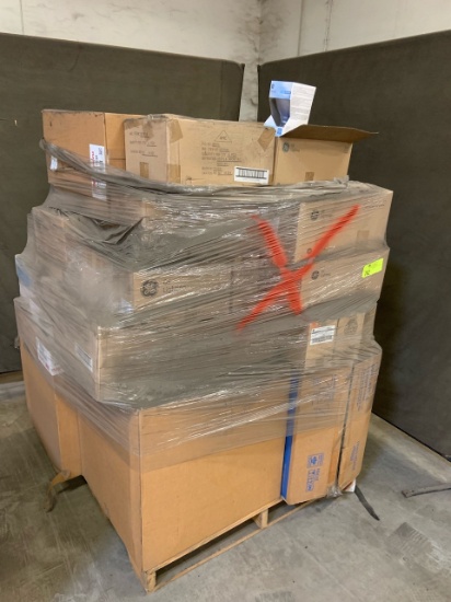Pallet of mixed merchandise, to include but not limited to: Mansfield Toilet, Air filters, light bul