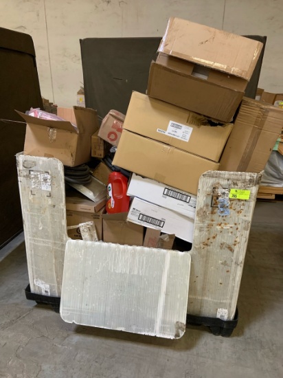 Pallet of mixed merchandise, to include but not limited to: Car wash & wax cleaner,  hoses, air filt