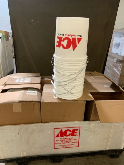 Pallet of mixed merchandise, to include but not limited to: Utility buckets, toilet cleaner and more