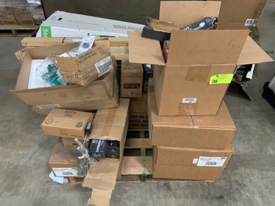 Pallet of mixed merchandise, to include but not limited to: String lights, pipe insulation, car air