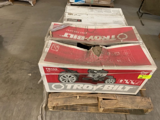 Lot of Troy-built lawnmower and Weber grill