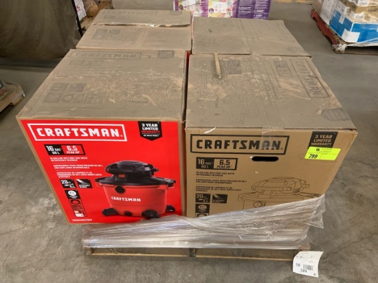 Lot of (4) Craftsman 16 Gallon Shop  Vac