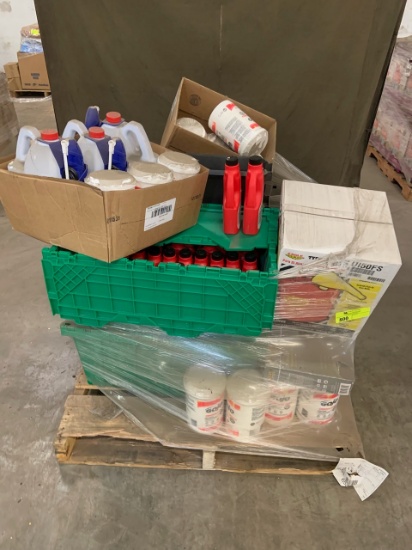 Pallet of mixed merchandise, to include but not limited to: Gojo  hand cleaner, Pressure cooker, hos