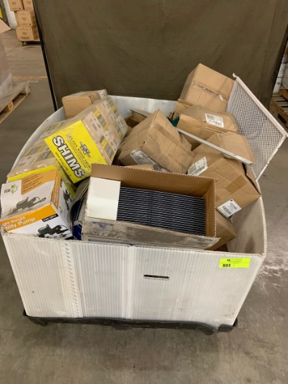 Pallet of mixed merchandise, to include but not limited to:  Utility pump, cables, air vent covers,
