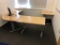 4-Piece Manual Standing Desk; Maple Top Silver Legs