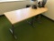 2-Piece Manual Standing Desk; Maple Top Silver Legs